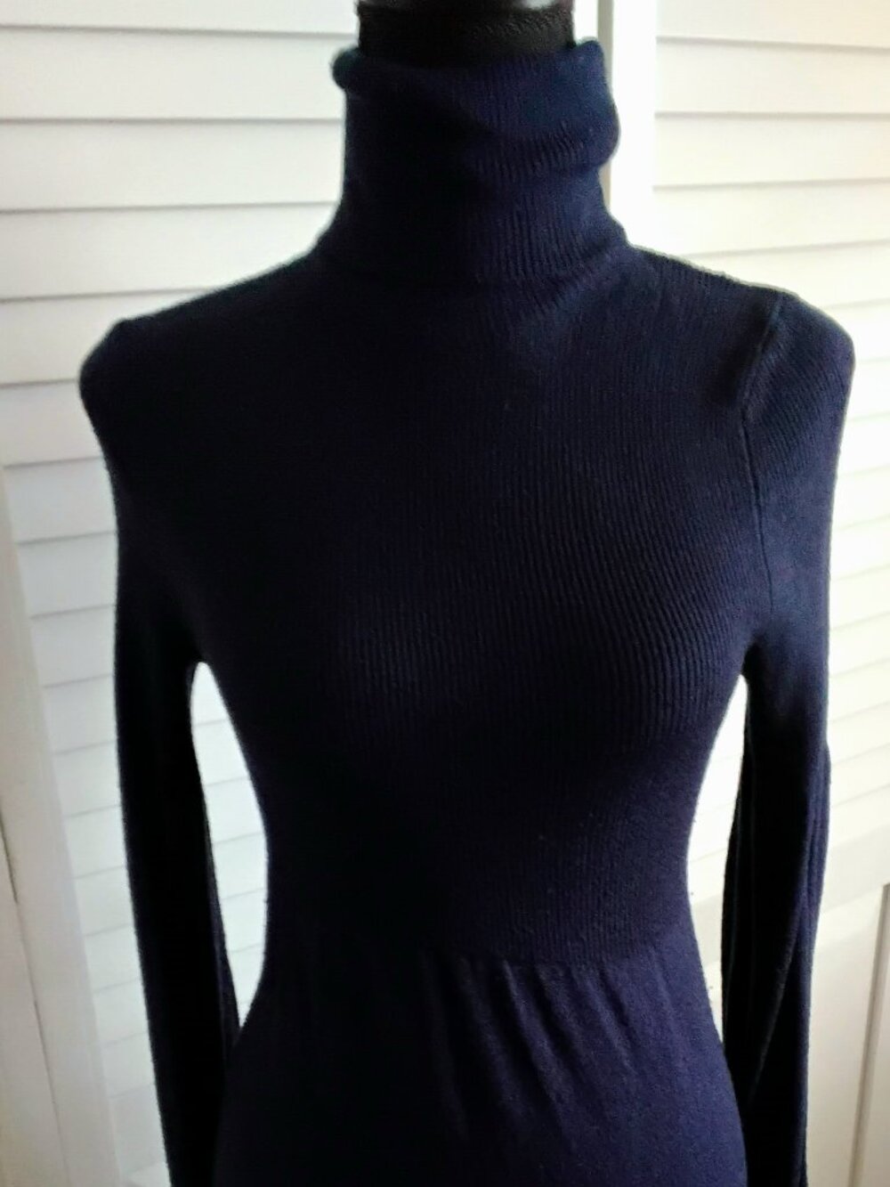 Vintage, Retro Blue Turtleneck Long Sleeve Comfortable Dress Size Small.